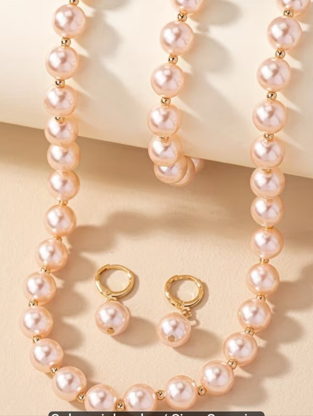 Elegant Pink Pearl Necklace, Bracelet and Earring Set